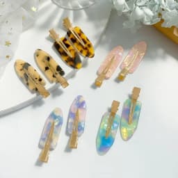 2PCS No Bend Hair Clips for Women Girls Pink Acrylic Acetic Hair Styling Seamless Hair Barrettes Tool Hair Accessories
