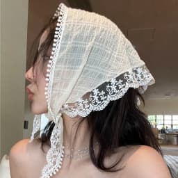 Triangle scarf for women in summer, thin design with sun protection, lace headscarf, French thin design, breathable, versatile h