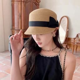 Elegant Straw Hat Women Summer Beach Ladies Casual Long Duck Bowknot Hat Breathable Fashion Sun Hats For Female Equestrian Hat