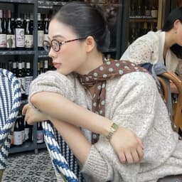 2026 New Ins Style Brown Chiffon Polka Dot Long Silk Scarf Multifunctional Accessory Neck Women's Headband Tie Hair Towel