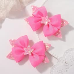 BABY BOWS 2Pcs 4.33inch Star Glitter Bow Hair Clips for Girls Boutique Ribbon Dovetail Barrette Headwear Kids Hair Accessories