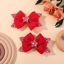 BABY BOWS 2Pcs 4.33inch Star Glitter Bow Hair Clips for Girls Boutique Ribbon Dovetail Barrette Headwear Kids Hair Accessories