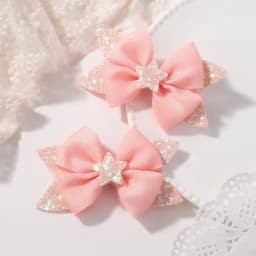 BABY BOWS 2Pcs 4.33inch Star Glitter Bow Hair Clips for Girls Boutique Ribbon Dovetail Barrette Headwear Kids Hair Accessories
