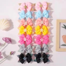 BABY BOWS 2Pcs 4.33inch Star Glitter Bow Hair Clips for Girls Boutique Ribbon Dovetail Barrette Headwear Kids Hair Accessories