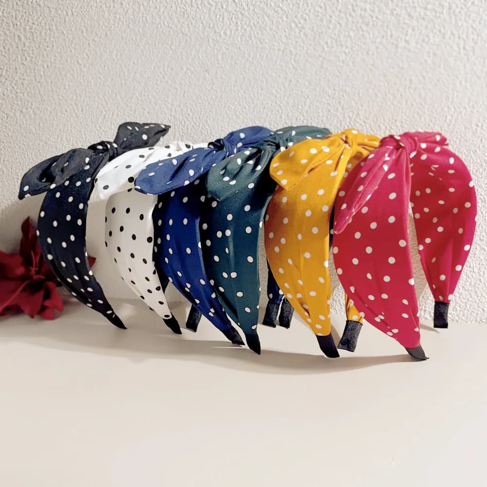 Boho Dots Wide Hair Bands for Women Girls Vintage Beach Bowknot Ear Bows Korean Soft Turbans Headbands Accessories Wholesale