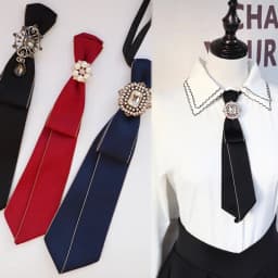 Vintage Fabric Bow Tie for Women Crystal Fashion College Style Necktie Shirt Collar School Uniform Tie Jewelry Accessories