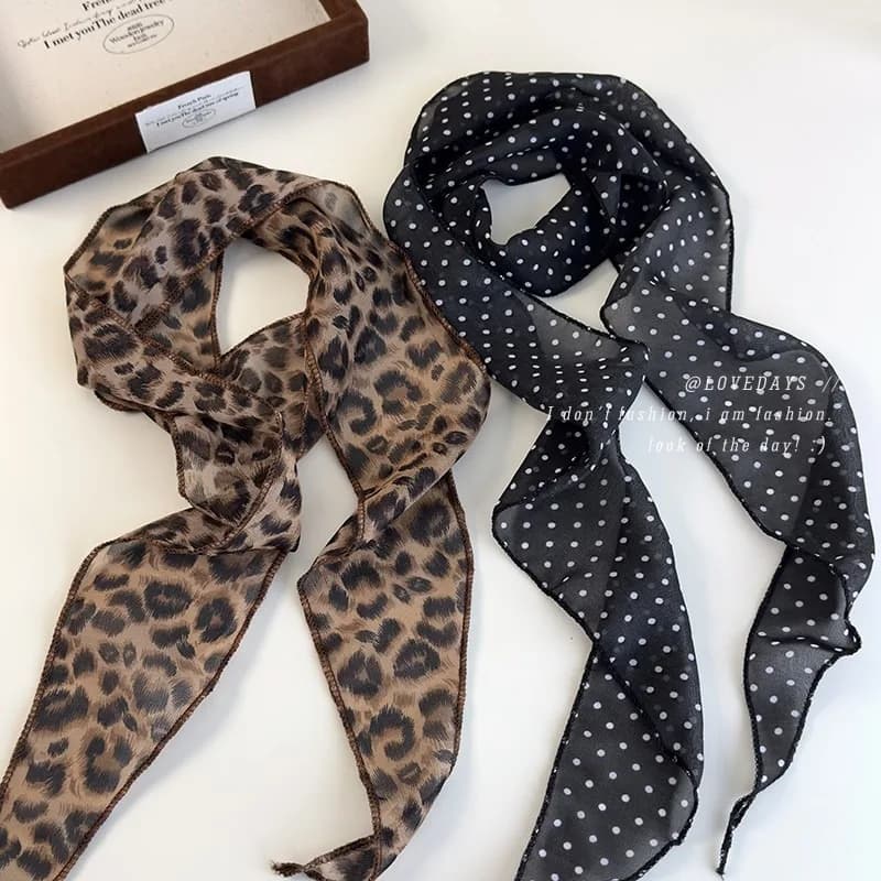 K-Style Animal Print Polka Dot Scarf Belt Boho Hair Band TikTok Viral Spring Summer Satin Accessories Luxe Versatile Scarf