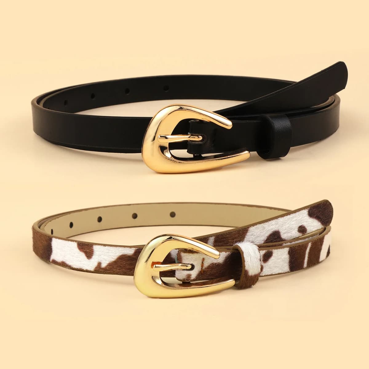 Coffee White Pattern Women's Belt Gothic Retro Dress Jeans Accessories Trouser Girdle Metallic Gold Pin Buckle Black Waistband