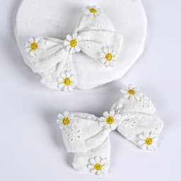 2Pcs Pink Flower Hair Clip Sweet Handmade 100% Cotton Ribbon Floral Bow Hairpin For Girl Children Baby Accessories Kids Headwear