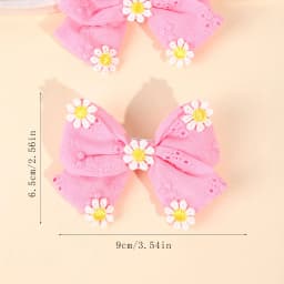 2Pcs Pink Flower Hair Clip Sweet Handmade 100% Cotton Ribbon Floral Bow Hairpin For Girl Children Baby Accessories Kids Headwear