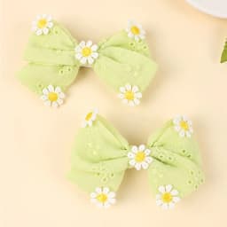 2Pcs Pink Flower Hair Clip Sweet Handmade 100% Cotton Ribbon Floral Bow Hairpin For Girl Children Baby Accessories Kids Headwear