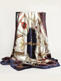 Fashion 90cm Square Silk Scarves Women Hijab Satin Print Kerchief Femme Head Scarf Foulard Bandana Beach Pareo Shawl Wrap Hijab