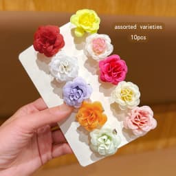 10 Sweet and Cute Colorful Random Flower Hair Clips for Daily Use Hair Accessories