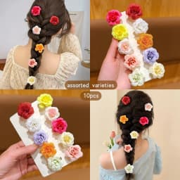 10 Sweet and Cute Colorful Random Flower Hair Clips for Daily Use Hair Accessories