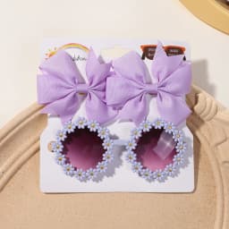 3Pcs/set Cute Girl Bow Hairclips Retro Flower Sunglasses for Kids Printing Handmade Hairgripes Kids Headwear Glasses Accessories