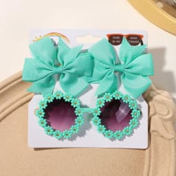 3Pcs/set Cute Girl Bow Hairclips Retro Flower Sunglasses for Kids Printing Handmade Hairgripes Kids Headwear Glasses Accessories