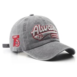 Retro Baseball Cap with 3D Embroidery “Always” – Unstructured Distressed Hat, Adjustable Metal D-Ring (56-60cm) Vintage Style