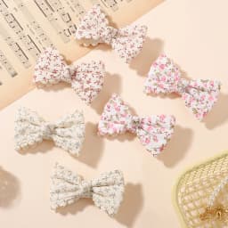 RAINBOW BOWS 2/6pcs Floral Print Hair Bow Clips for Girls Lace Side Pastoral Cotton Hairpin Barrettes Headwear Hair Accessories