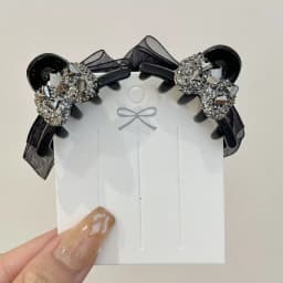 2Pcs Women Small Bow Hair Claw Clips Sweet Princess Headwear Fringe Hair Clips Barrettes for Girls Fashion Hair Accessories
