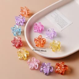 10pcs Girs Cute Colorful Transparent Flower Small Hair Claw Clip Lovely Hair Bang Side Clips Hairpin Barrette Hair Accessories