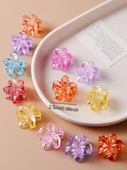 10pcs Girs Cute Colorful Transparent Flower Small Hair Claw Clip Lovely Hair Bang Side Clips Hairpin Barrette Hair Accessories