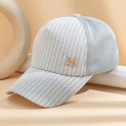 Letter M Decor Baseball Cap Trendy Solid Color Mesh Hats Lightweight Breathable Trucker Hats For Women Daily Use Spring & Summer