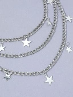 Men Y2k Star Charm Layered Street Style Pant Jeans Chain Belt