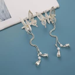 2pcs/set Women Butterfly Hairpin Vintage Elegant Tassel Hair Clip Moving for Girls Bangs Side Clip Trembling Hairpin Headdress