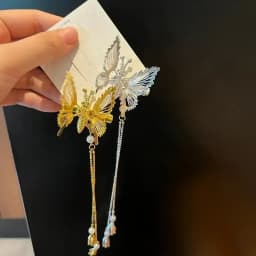 2pcs/set Women Butterfly Hairpin Vintage Elegant Tassel Hair Clip Moving for Girls Bangs Side Clip Trembling Hairpin Headdress