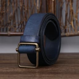 New Men's Non-Perforated Leather Belt, Smooth Buckle, Top Layer of Cowhide, Retro Simple and Versatile Denim Belt