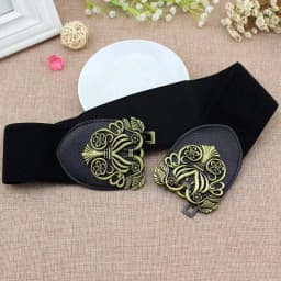Ladies Wide Belt Vintage Buckle Waist Belt Women Elastic Stretch Corset Waistband PU Leather Dress Coat Decorative Belt
