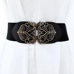 Ladies Wide Belt Vintage Buckle Waist Belt Women Elastic Stretch Corset Waistband PU Leather Dress Coat Decorative Belt