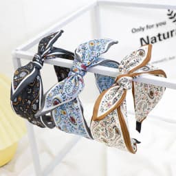 Fashion Paisley Headband for Women Wide-Brimmed Floral Hairband with Bow Tie and Rabbit Ears Turban Headwrap Girls Accessories