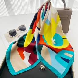 2025 Fashion Luxury Brand 70cm Silk Square Scarf Women Satin Shawl Wrap Hijab Echarpe Neck Tie Female Hair Bandana Headkerchief