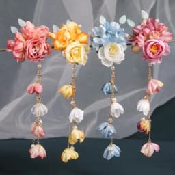New Artificial Flower Floral Hairpin Forks U-shaped Tassel Hair Clip Fork Vinatge Chinese Style Tassel Headwear Hanfu
