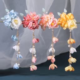 New Artificial Flower Floral Hairpin Forks U-shaped Tassel Hair Clip Fork Vinatge Chinese Style Tassel Headwear Hanfu