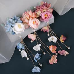 New Artificial Flower Floral Hairpin Forks U-shaped Tassel Hair Clip Fork Vinatge Chinese Style Tassel Headwear Hanfu