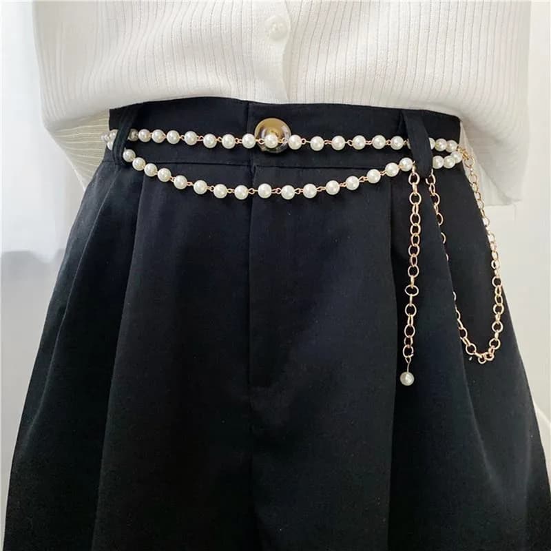 Layered Imitation Pearl Beads Tassel Belts Chains On Pants Fashion Dress Female Waist Chains Women Accessories Gifts
