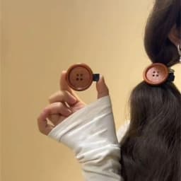 Retro Brown Cute Button Hair Clip Fun Woody Texture Sweet Side Clip Hair Hairpin Children's Accessories Kids Gift Women Girls