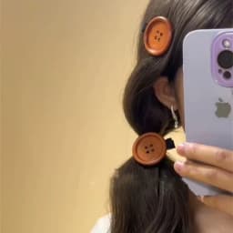 Retro Brown Cute Button Hair Clip Fun Woody Texture Sweet Side Clip Hair Hairpin Children's Accessories Kids Gift Women Girls