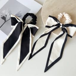 1Pc Fashion Solid Bow Ribbon Tassel Hair Scrunchies Elastic Hair Bands For Women Hair Tie Party Ponytail Ribbon Hair Accessories