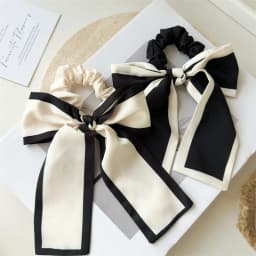 1Pc Fashion Solid Bow Ribbon Tassel Hair Scrunchies Elastic Hair Bands For Women Hair Tie Party Ponytail Ribbon Hair Accessories