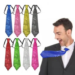 10pcs Men's Sequined Tie Banquet Parties Necktie 70s Retro Glitter Festival Party Clothing Accessories Wedding Party Gifts