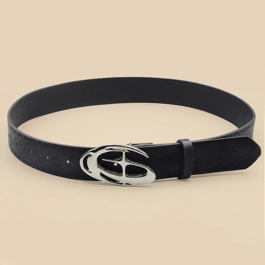 Pu Leather Jeans Belt Simple Fashion Casual Gothic Moon Star Buckle Belt Design Y2K Belt Vintage