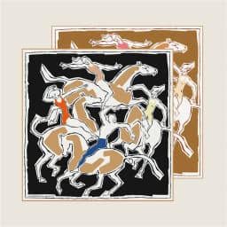 POBING Hand Rolled Twill Silk Scarf Women Horse Dancer Double Side Print Square Scarves Wraps Echarpes Foulards Femme Hijab 90CM
