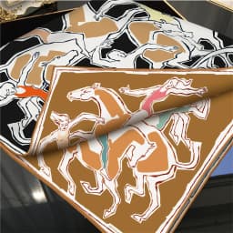 POBING Hand Rolled Twill Silk Scarf Women Horse Dancer Double Side Print Square Scarves Wraps Echarpes Foulards Femme Hijab 90CM