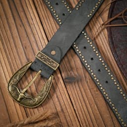 Men - Women - Western Denim - PU Leather - Belt - Vintage Jeans with Floral Carved Buckle Belt