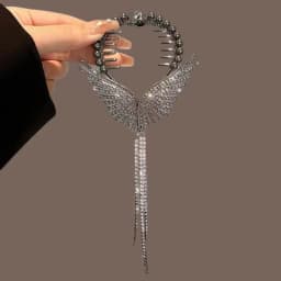 Women's Tassel Diamond Hair Clip Exquisite Glitter Maruko Headband Hair Claw Clip Elegant hair accessory For Girlfriend Wife