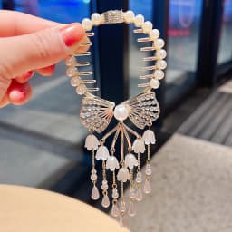 Women's Tassel Diamond Hair Clip Exquisite Glitter Maruko Headband Hair Claw Clip Elegant hair accessory For Girlfriend Wife