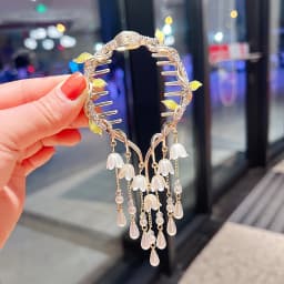 Women's Tassel Diamond Hair Clip Exquisite Glitter Maruko Headband Hair Claw Clip Elegant hair accessory For Girlfriend Wife